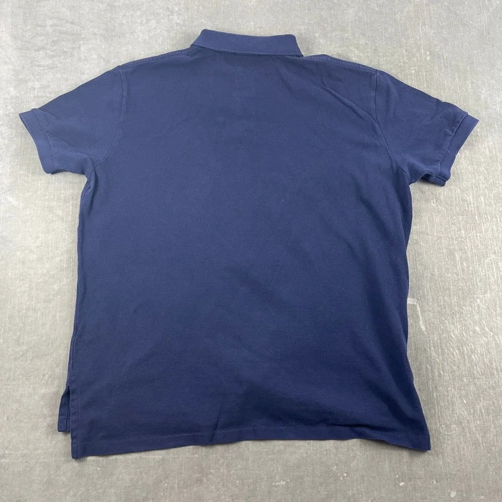 Polo Ralph Lauren Men XL Navy Blue Polo Shirt Orange Pony Logo